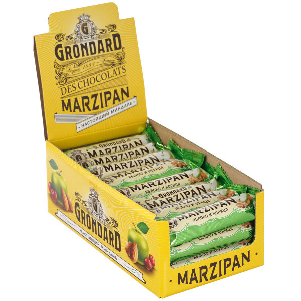 №1 TM Grondard     (9388) Батончики глазированные Марципановые Яблоко-Корица, (24шт по 50г)     в Вязниках