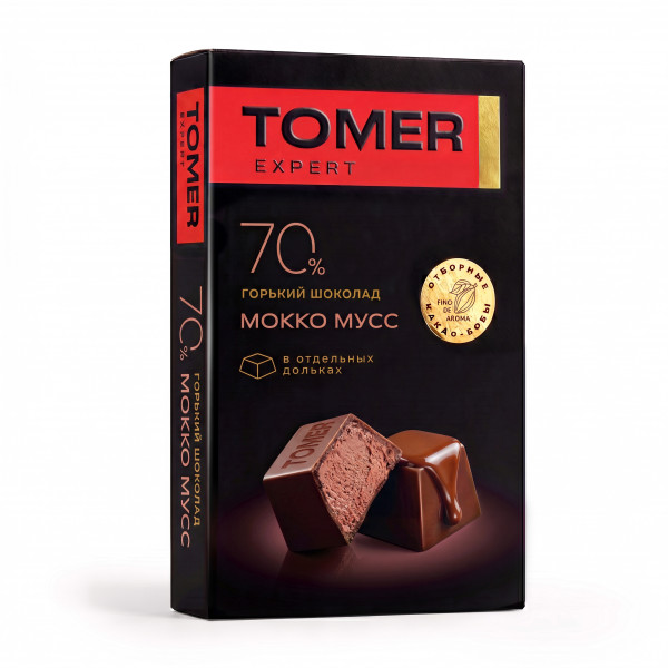 №2 Фабрика Томер  Горький шоколад с начинкой МОККО МУСС, 110г в Вязниках